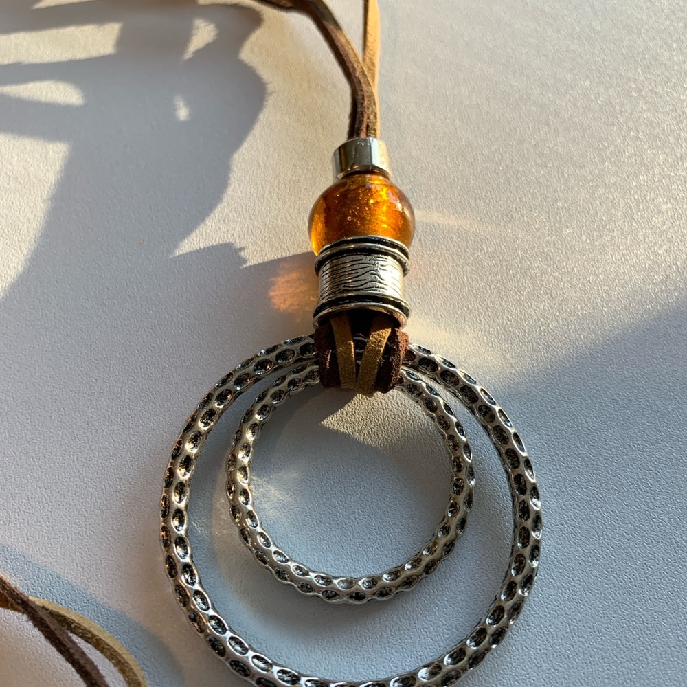 Boho Hippie Gypsy Double Circle Necklace - Picture 3 of 6